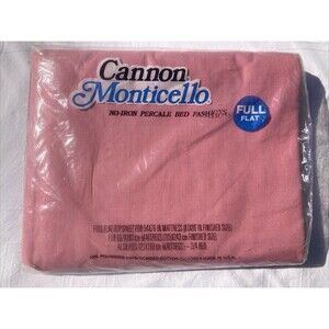 Vintage Cannon Monticello Percale FULL FLAT Sheet New Pink Rose